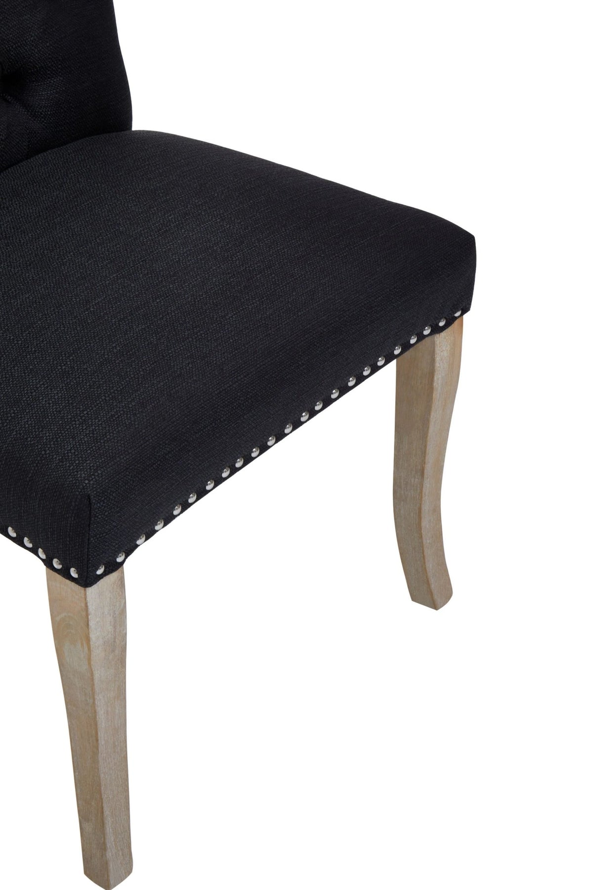 Chelsea Townhouse Black Linen Dining Chair with Wooden Legs