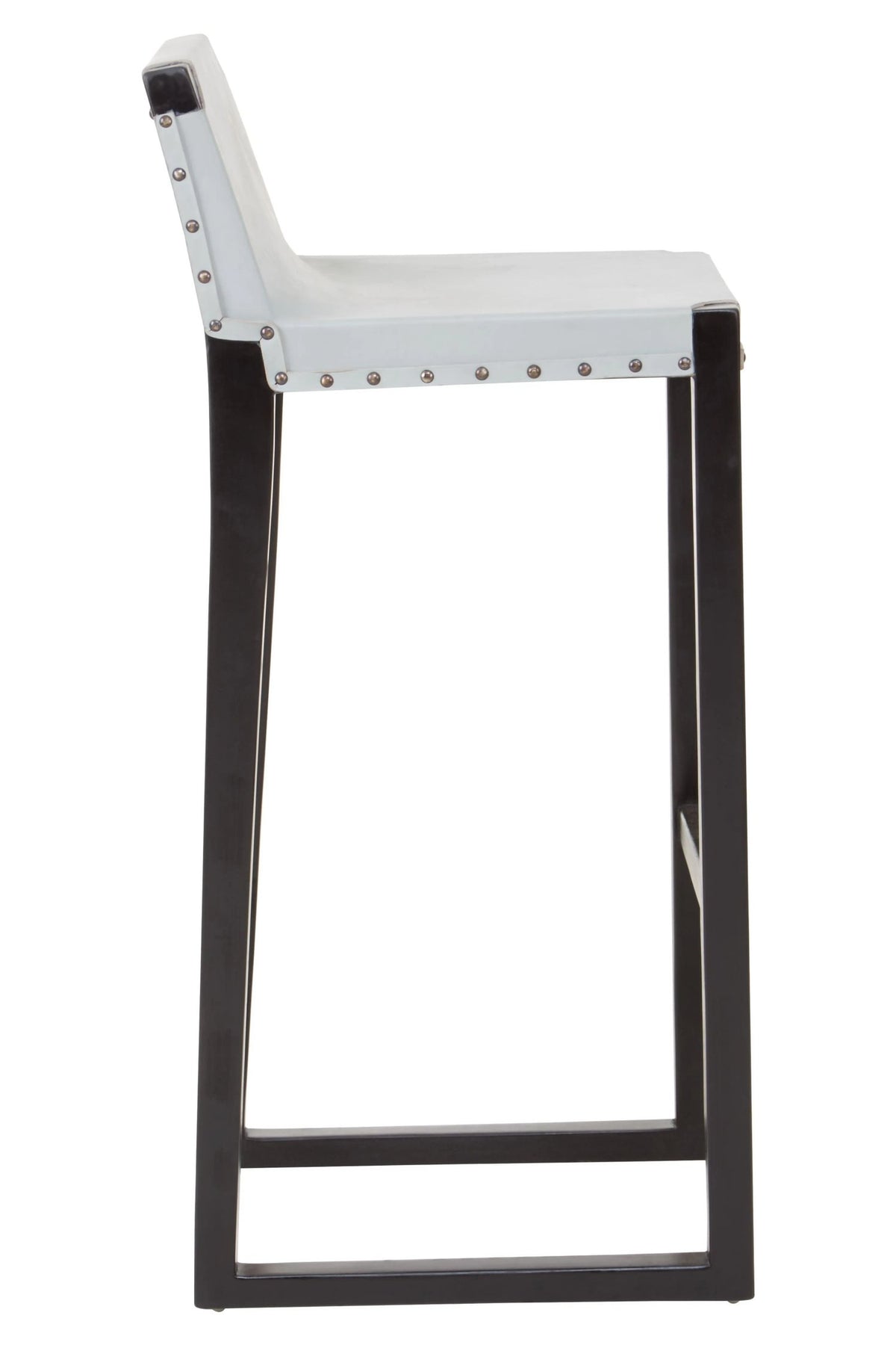 Sumatra Grey Leather Bar Chair with Black Wooden Legs