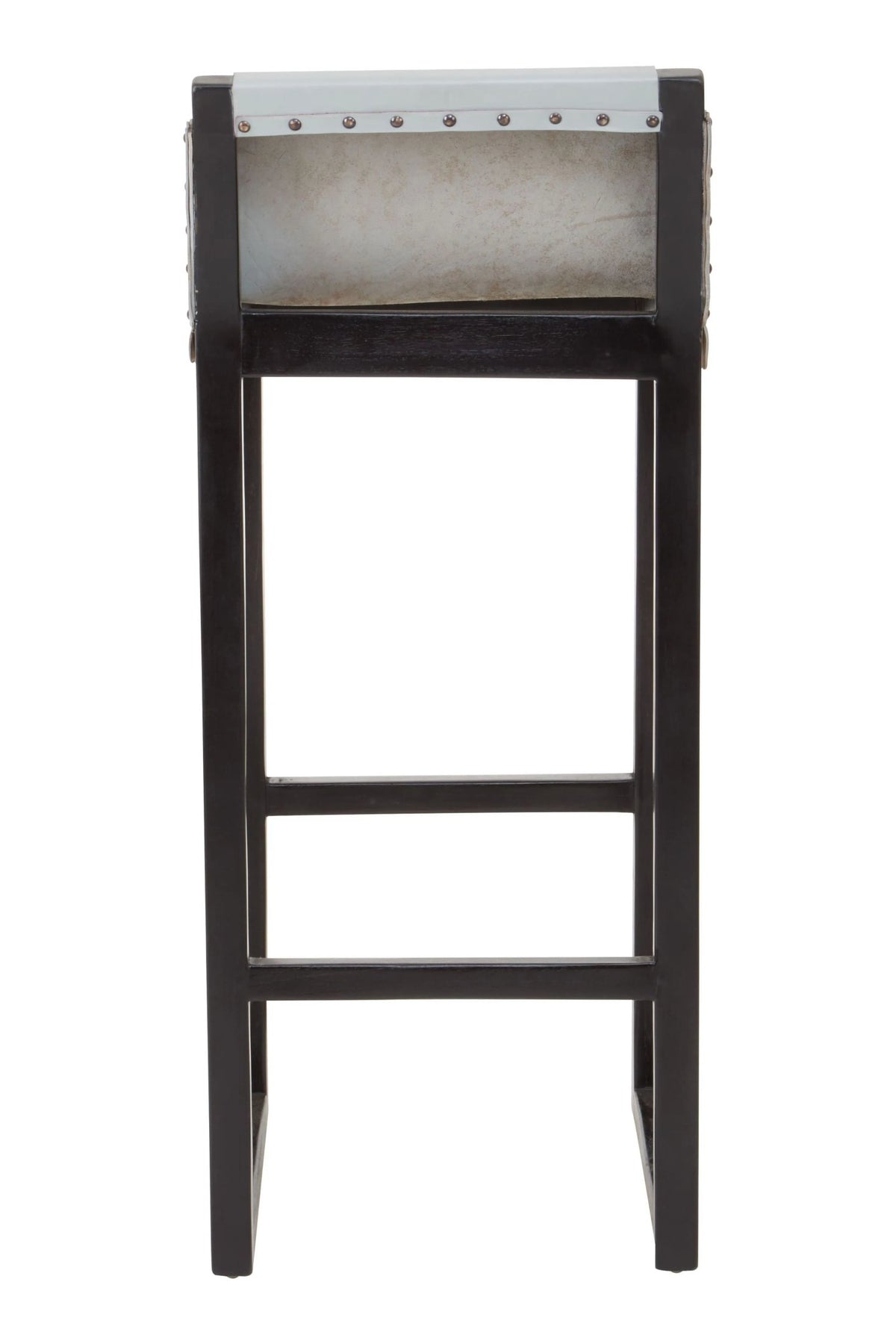 Sumatra Grey Leather Bar Chair with Black Wooden Legs