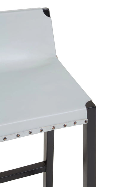 Sumatra Grey Leather Bar Chair with Black Wooden Legs