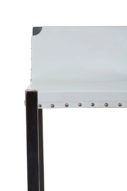 Sumatra Grey Leather Bar Chair with Black Wooden Legs