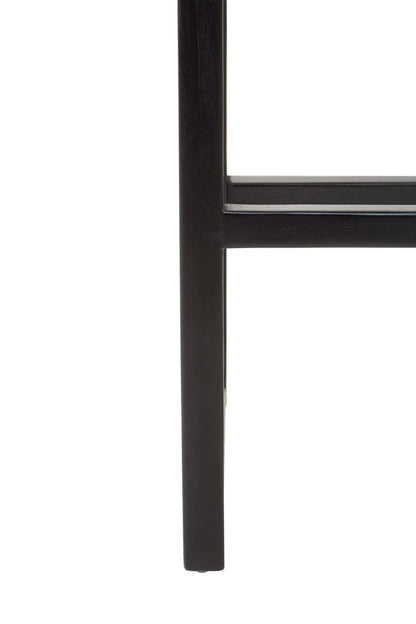 Sumatra Grey Leather Bar Chair with Black Wooden Legs