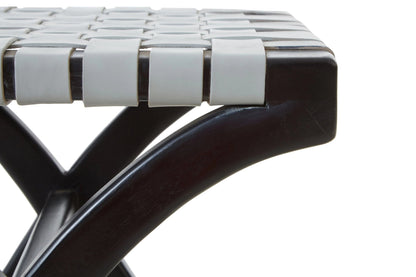 Sumatra Grey Woven Leather and Black Teak Stool