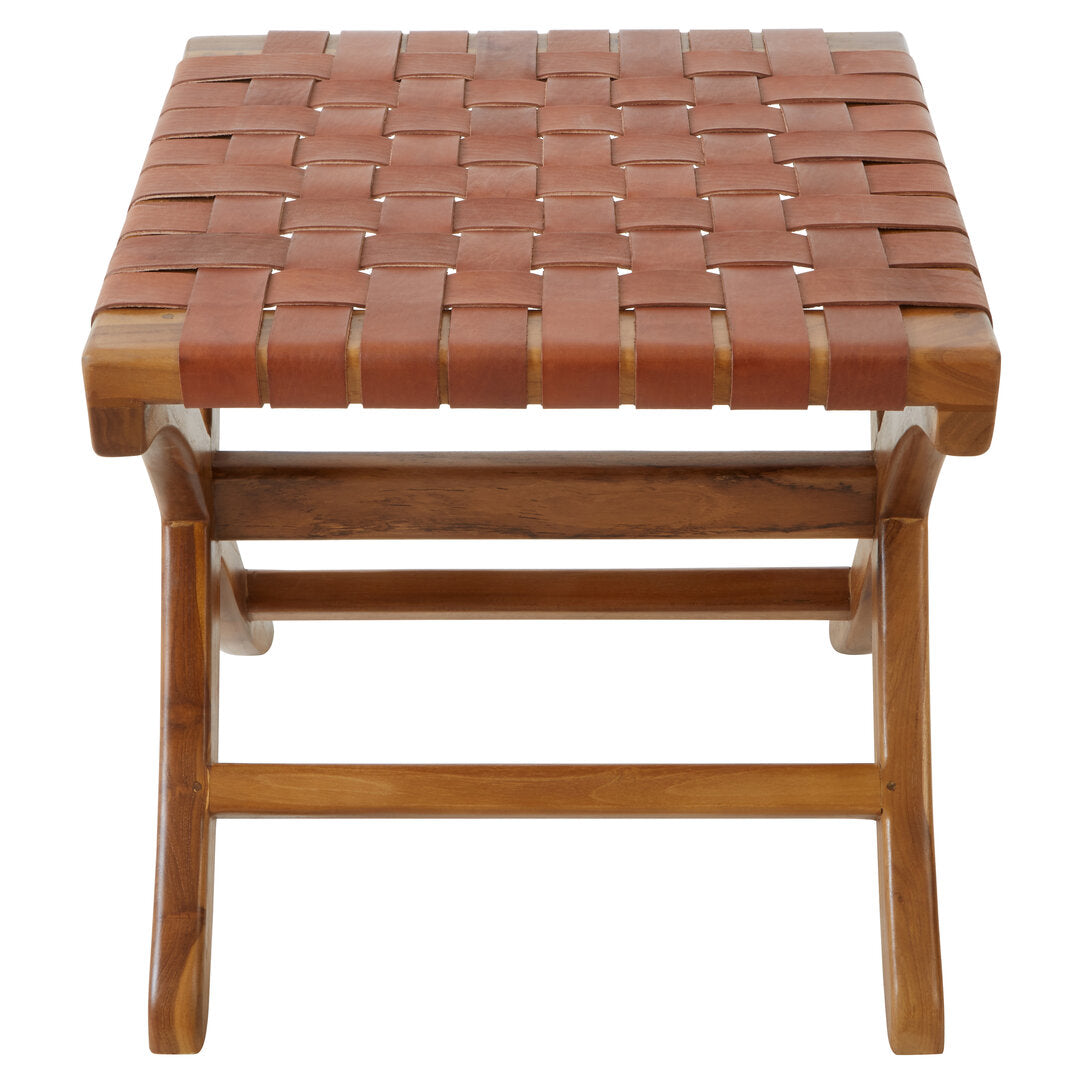 Sumatra Brown Woven Leather Stool