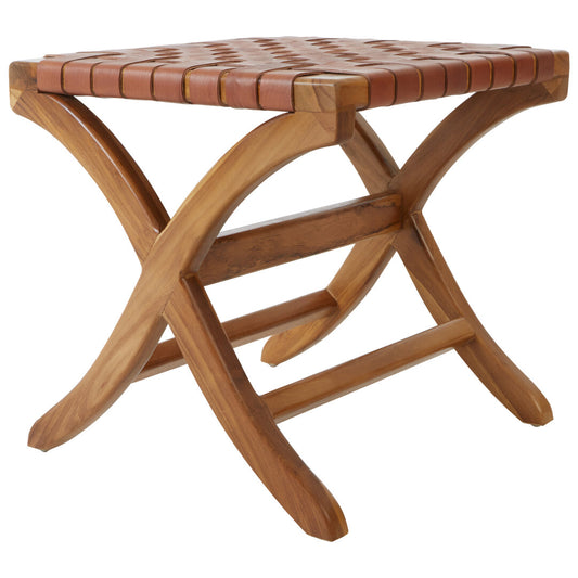 Sumatra Brown Woven Leather Stool