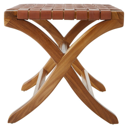 Sumatra Brown Woven Leather Stool