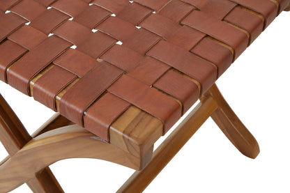 Sumatra Brown Woven Leather Stool