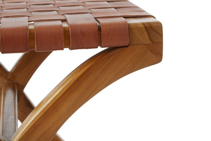 Sumatra Brown Woven Leather Stool