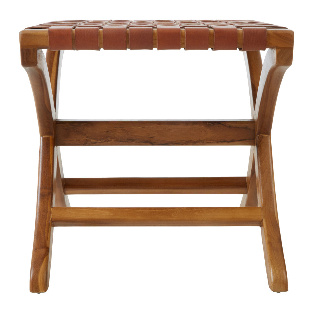 Sumatra Brown Woven Leather Stool