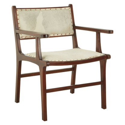 Sumatra Natural Hair on Leather and Teak Wood Dining Chair