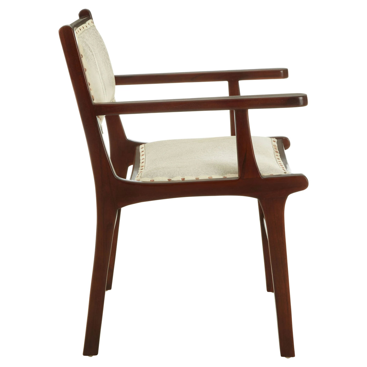 Sumatra Natural Hair on Leather and Teak Wood Dining Chair
