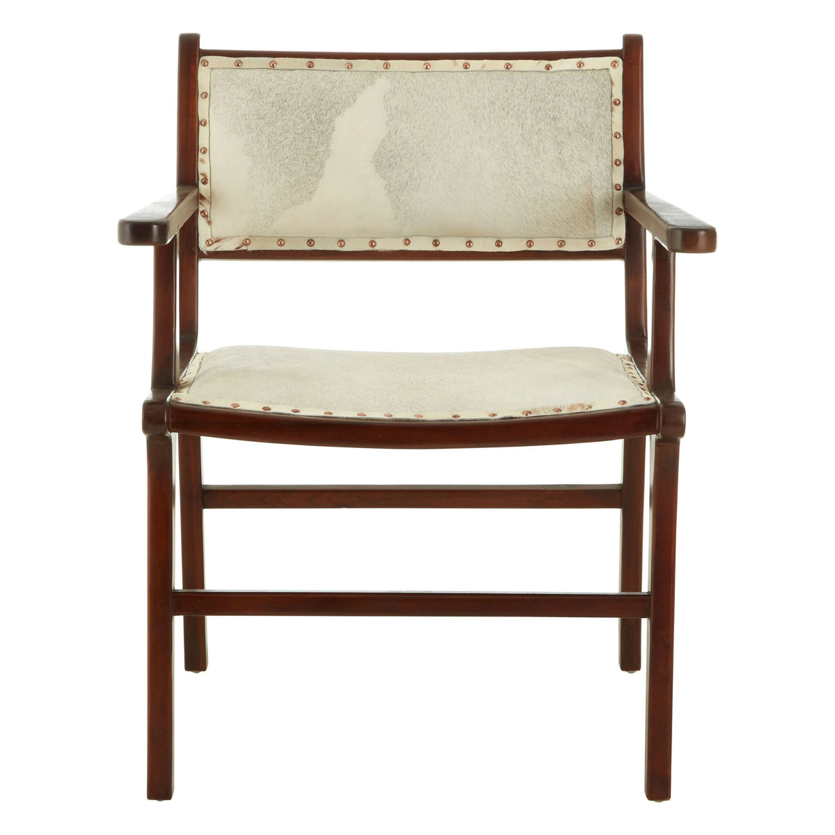 Sumatra Natural Hair on Leather and Teak Wood Dining Chair