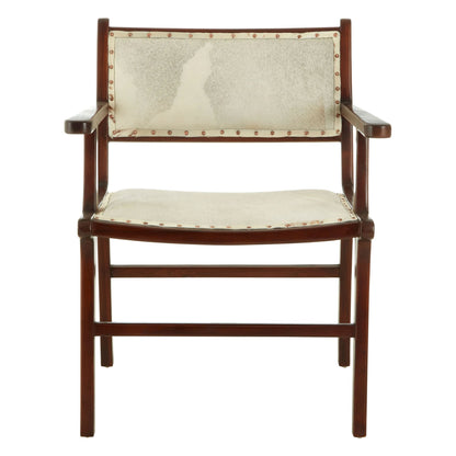 Sumatra Natural Hair on Leather and Teak Wood Dining Chair