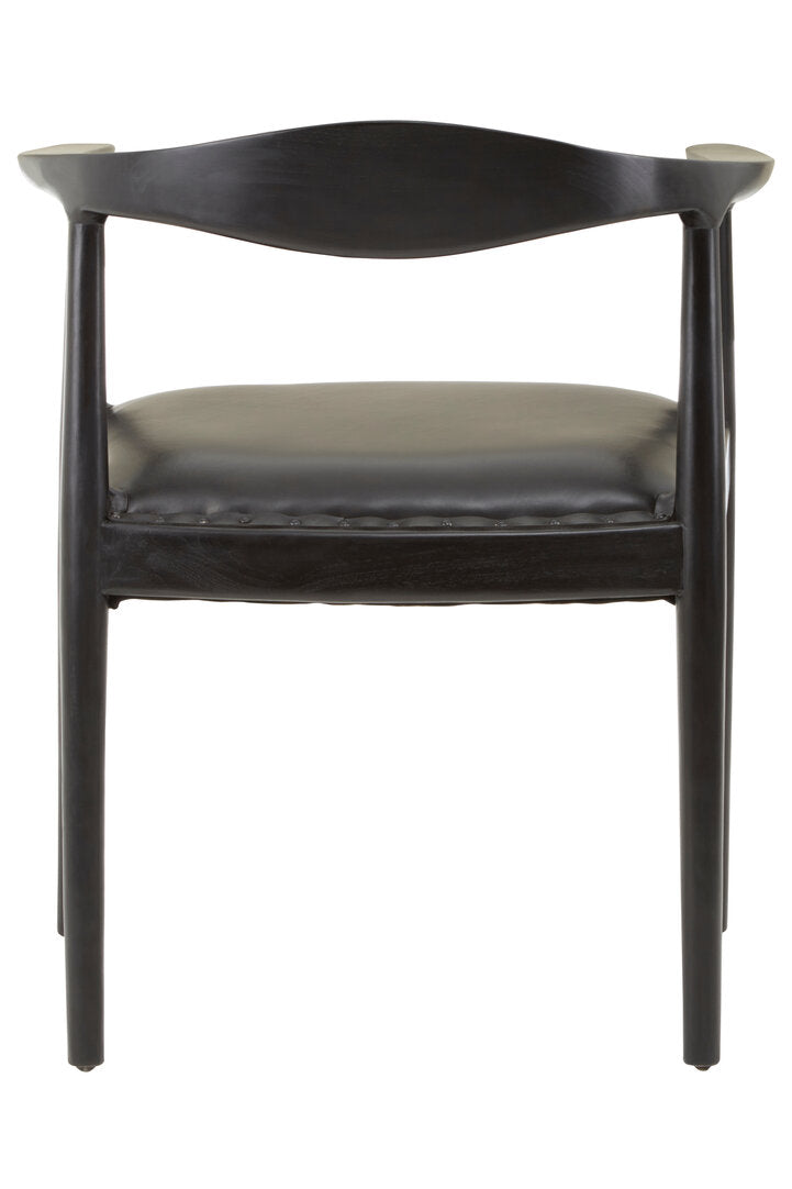 Sumatra Black Leather and Teak Wood Chair