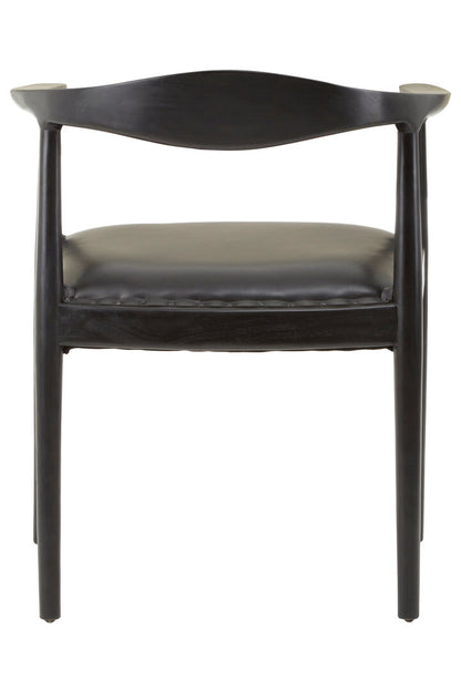 Sumatra Black Leather and Teak Wood Chair