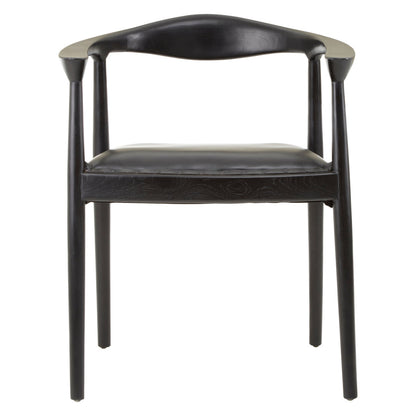 Sumatra Black Leather and Teak Wood Chair