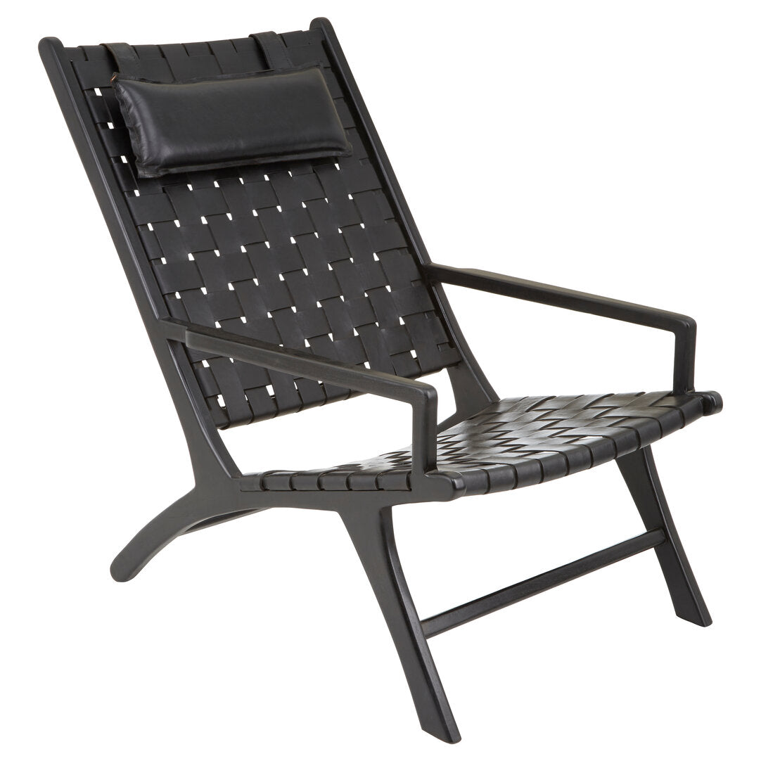 Sumatra Black Leather Woven Chair