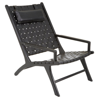 Sumatra Black Leather Woven Chair