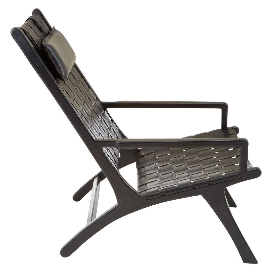 Sumatra Black Leather Woven Chair