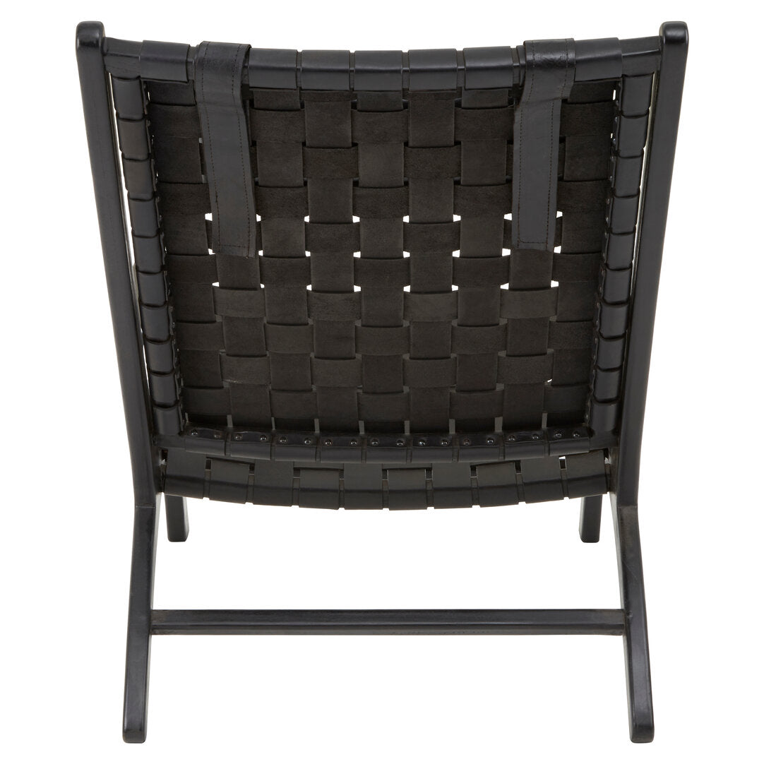 Sumatra Black Leather Woven Chair