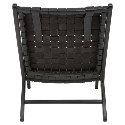 Sumatra Black Leather Woven Chair