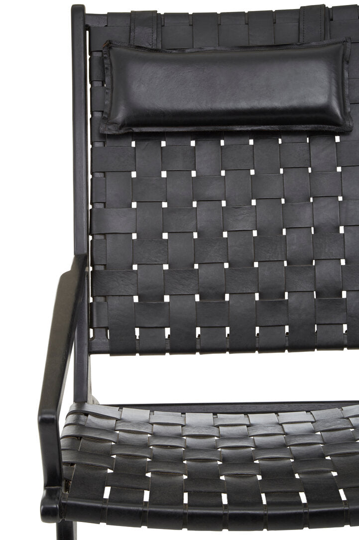 Sumatra Black Leather Woven Chair