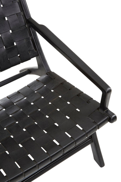 Sumatra Black Leather Woven Chair