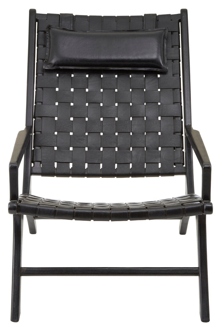 Sumatra Black Leather Woven Chair