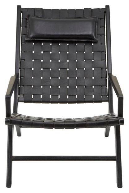 Sumatra Black Leather Woven Chair