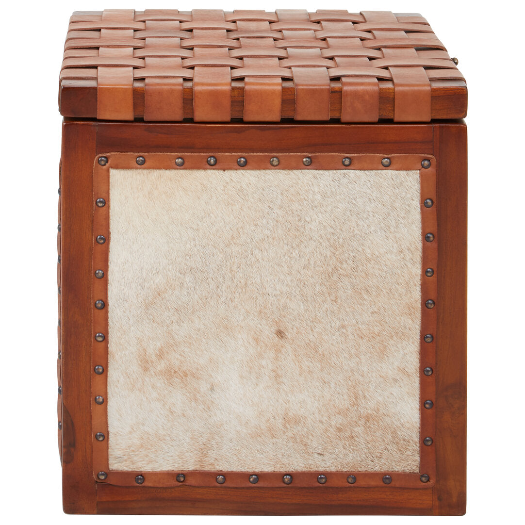 Sumatra Hair on Leather Storage Stool