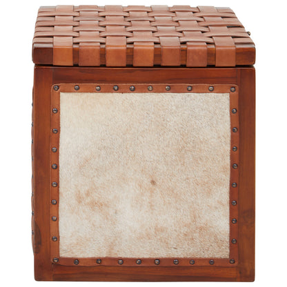 Sumatra Hair on Leather Storage Stool