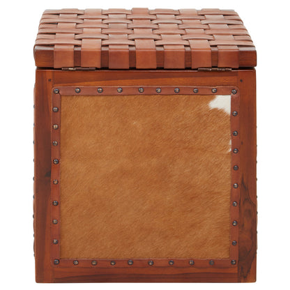 Sumatra Hair on Leather Storage Stool