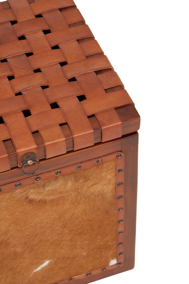 Sumatra Hair on Leather Storage Stool