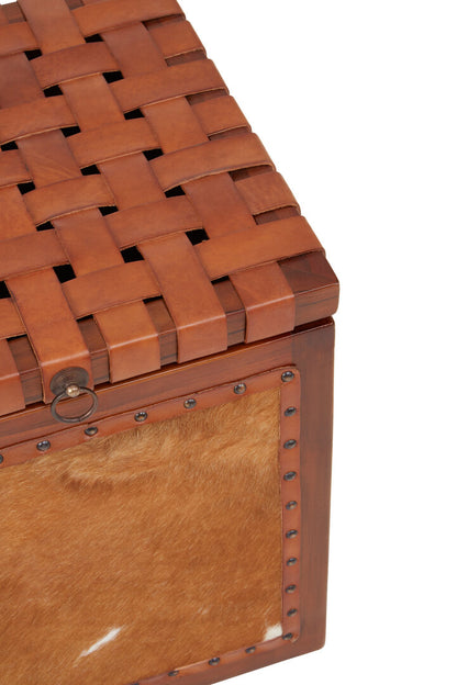 Sumatra Hair on Leather Storage Stool