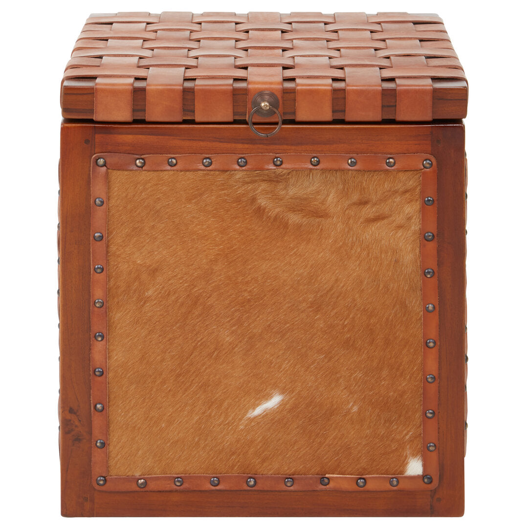 Sumatra Hair on Leather Storage Stool