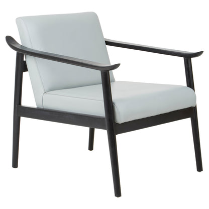 Sumatra Grey Leather Chair with Black Teak Wood Frame