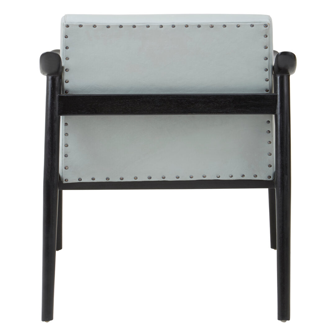 Sumatra Grey Leather Chair with Black Teak Wood Frame