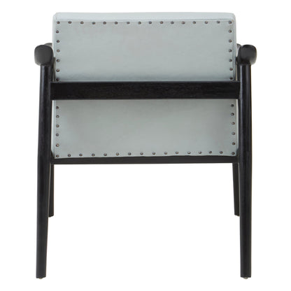 Sumatra Grey Leather Chair with Black Teak Wood Frame