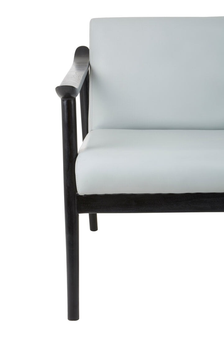 Sumatra Grey Leather Chair with Black Teak Wood Frame