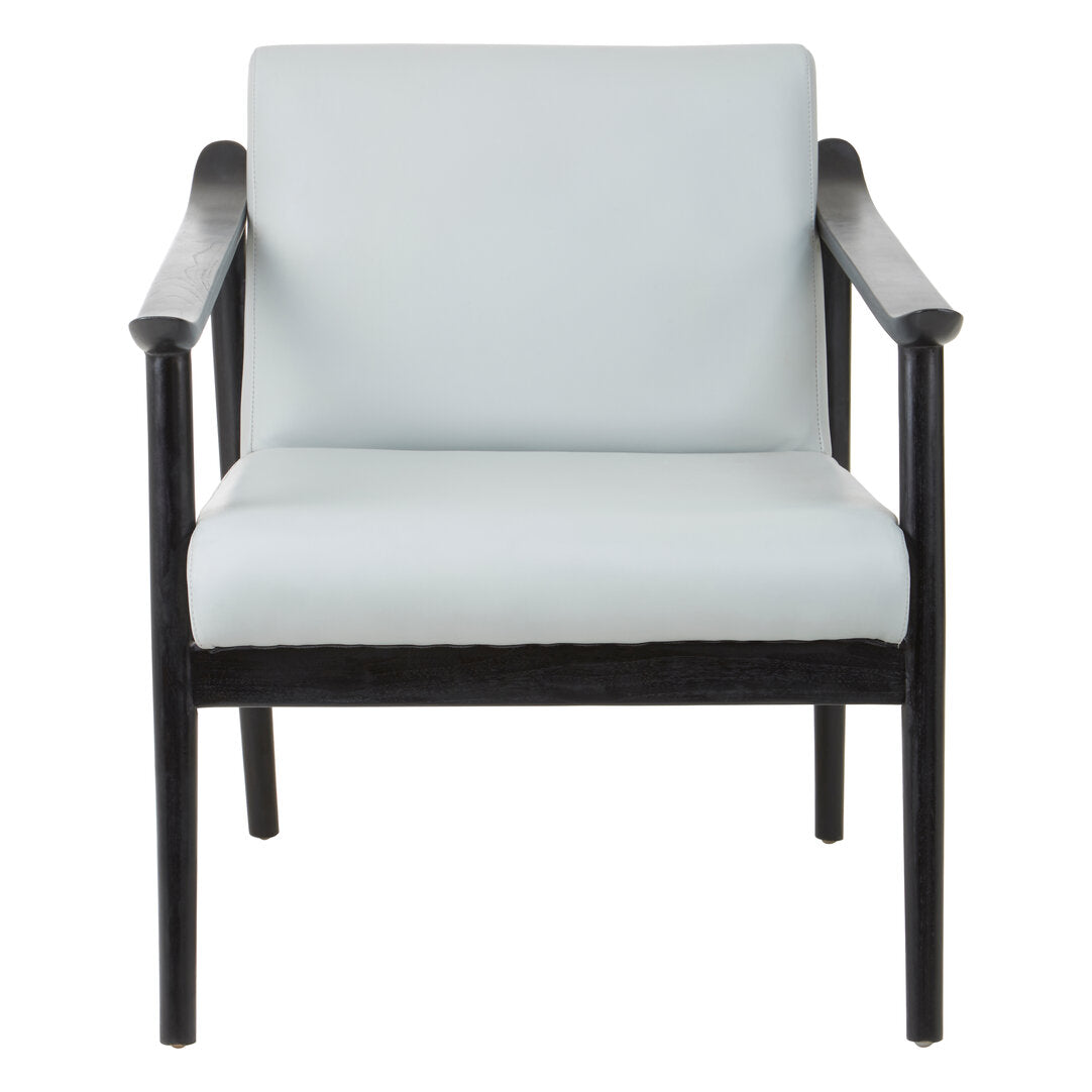 Sumatra Grey Leather Chair with Black Teak Wood Frame