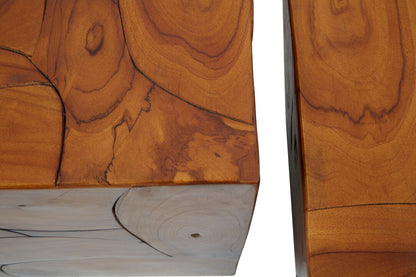Teak Set of 3 Solid Teak Wood Side Tables and Stools
