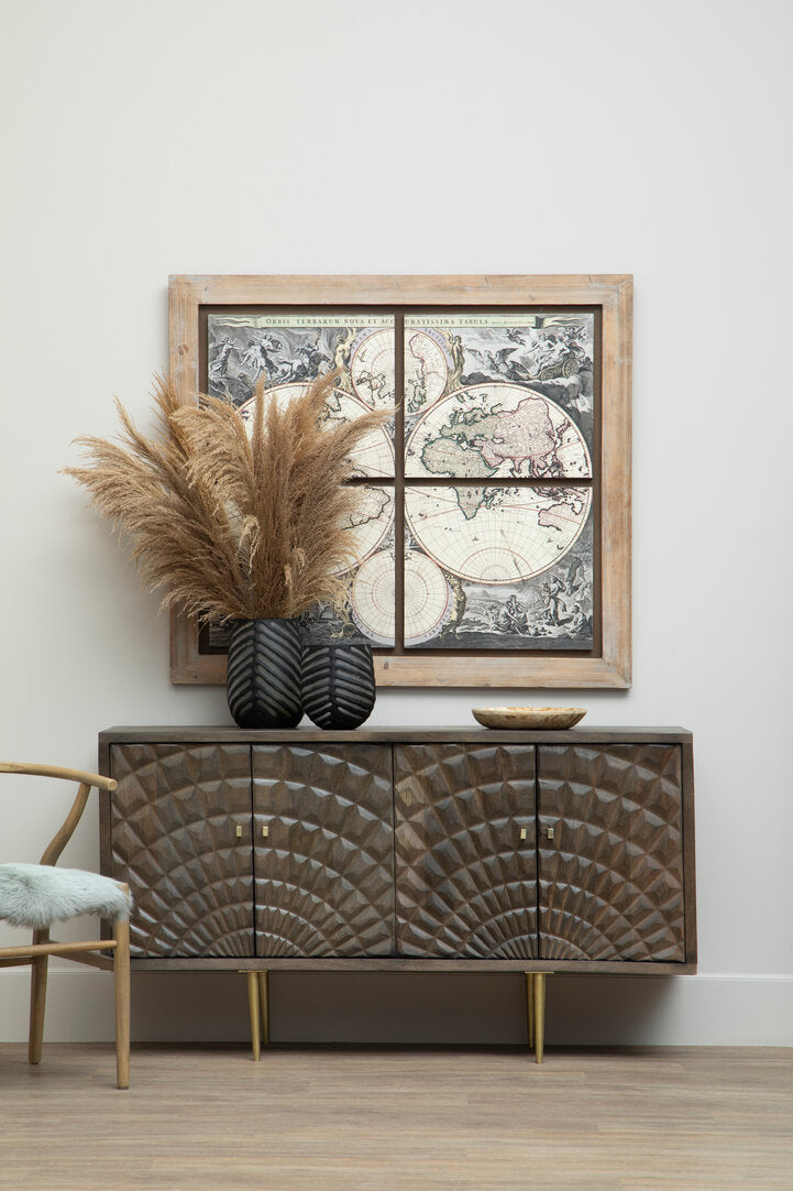 Amber Natural Oak Wood and Grey Fur Dining Chair