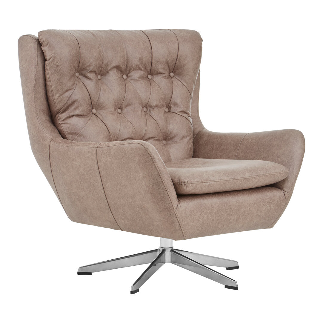 Miles Brown Leather Effect Swivel Chair