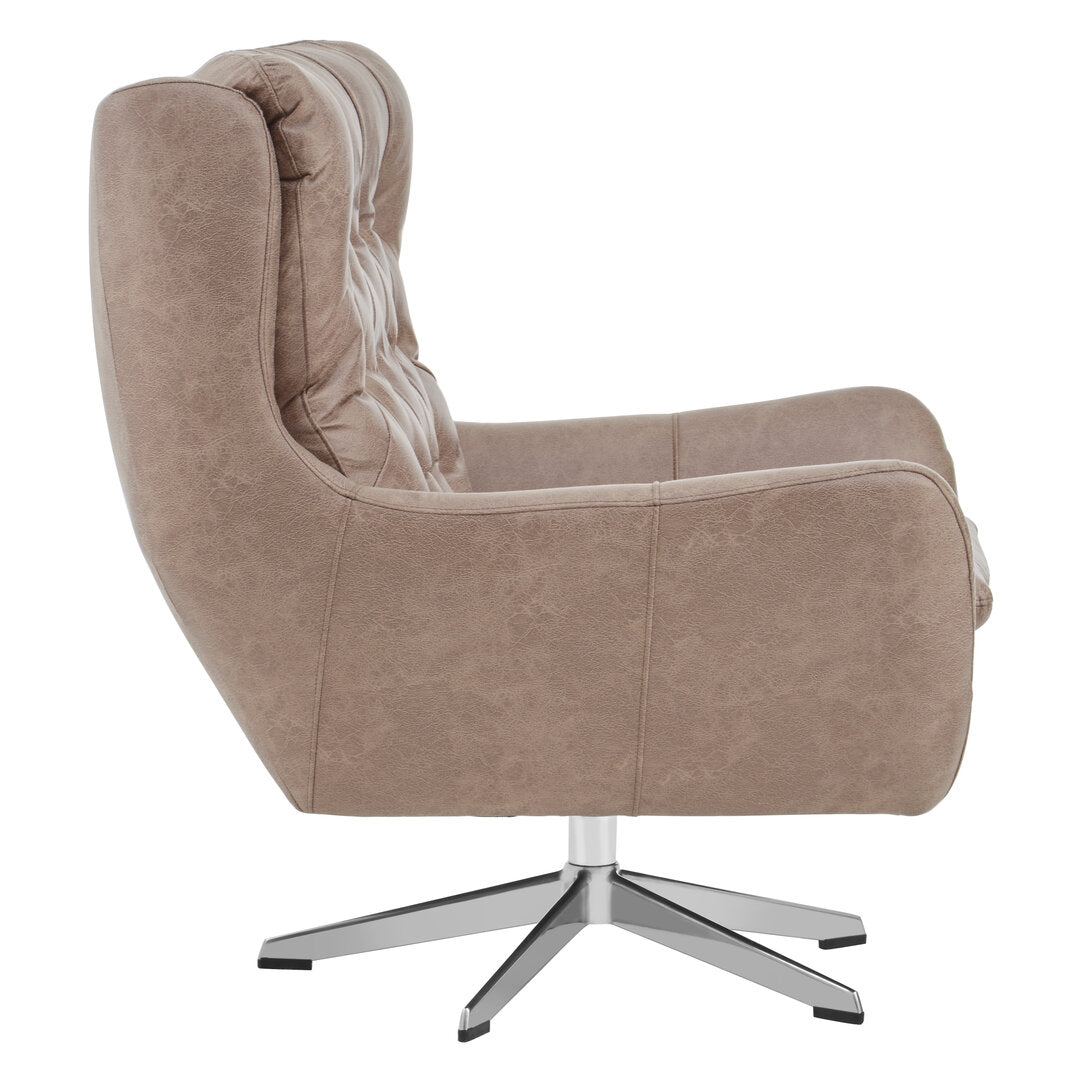 Miles Brown Leather Effect Swivel Chair