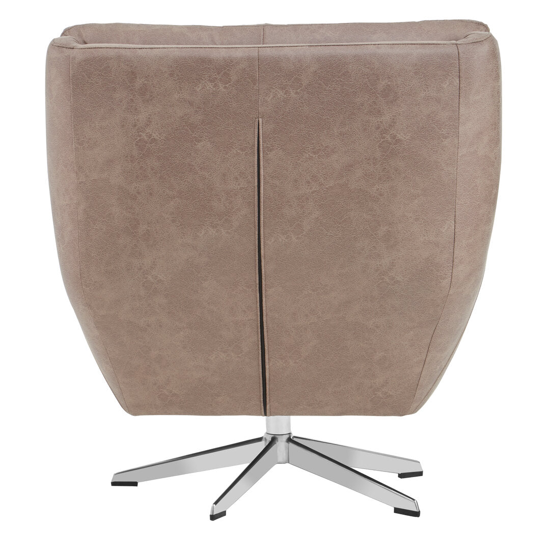Miles Brown Leather Effect Swivel Chair