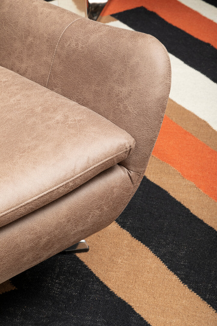 Miles Brown Leather Effect Swivel Chair