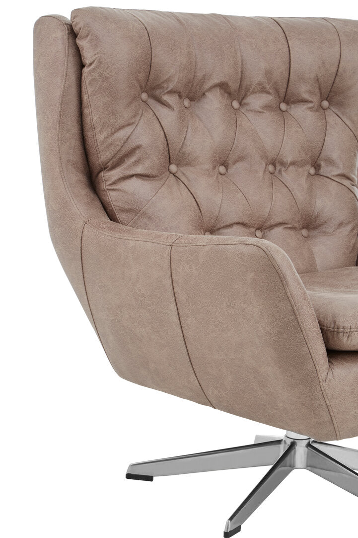 Miles Brown Leather Effect Swivel Chair