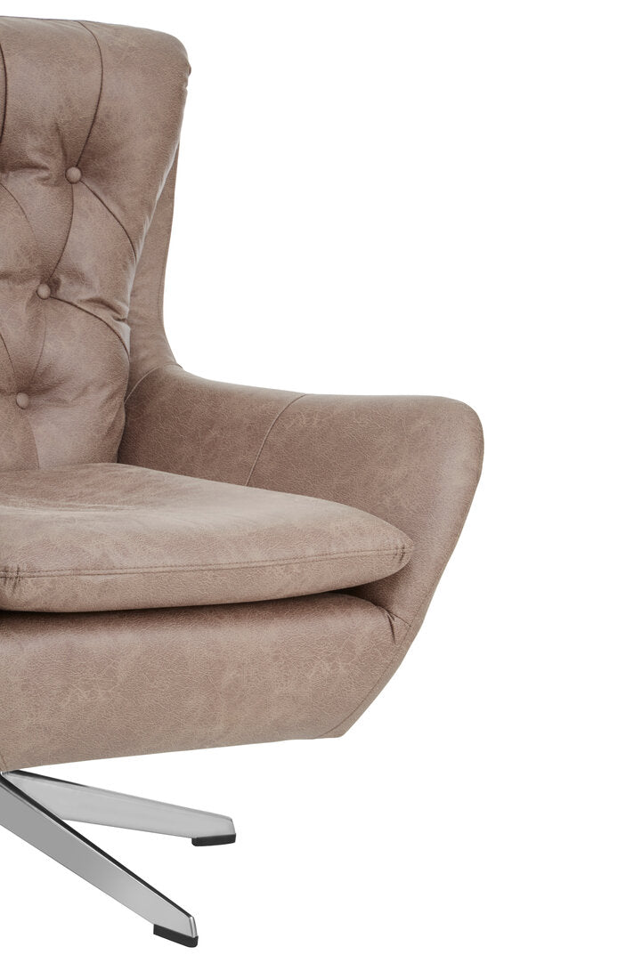 Miles Brown Leather Effect Swivel Chair