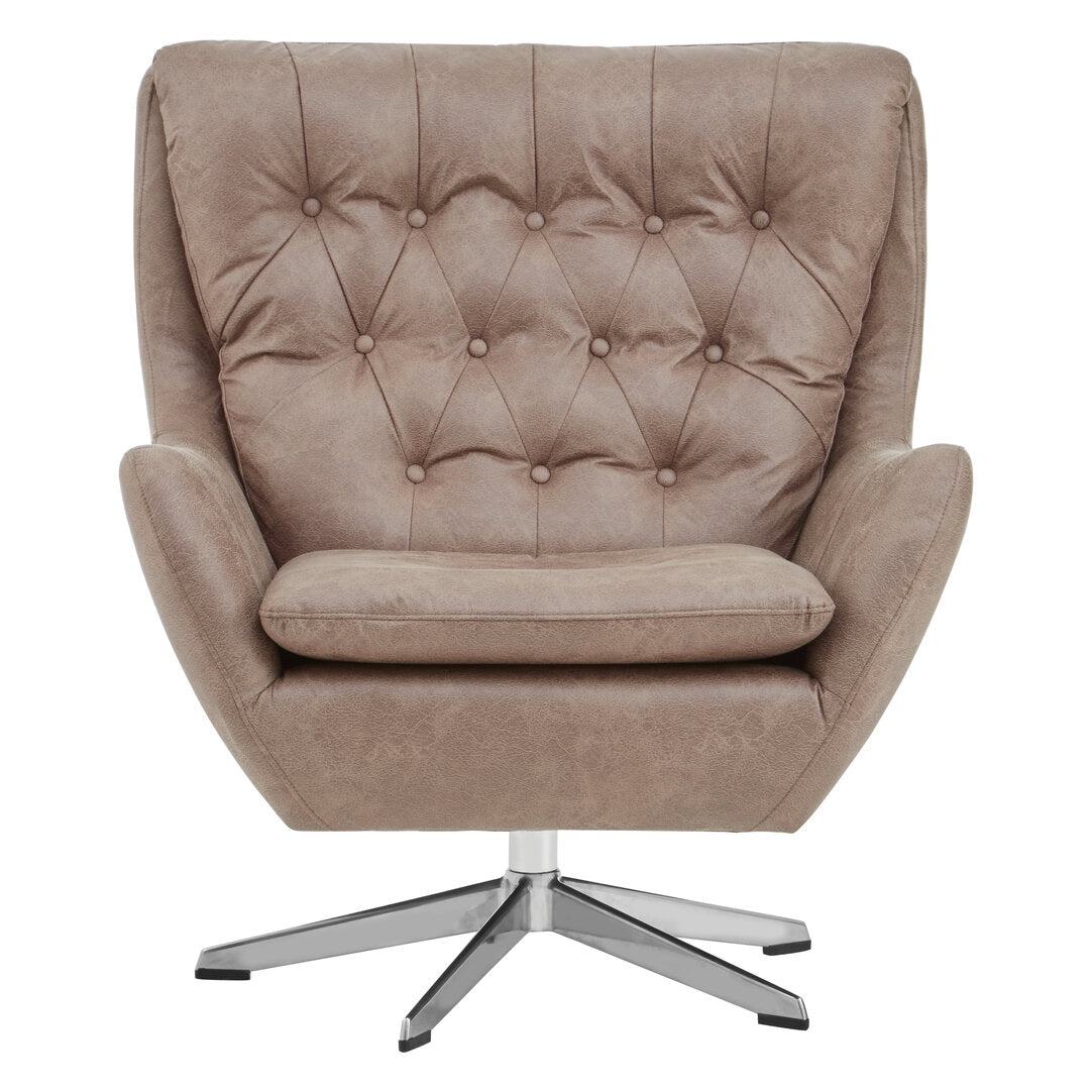 Miles Brown Leather Effect Swivel Chair