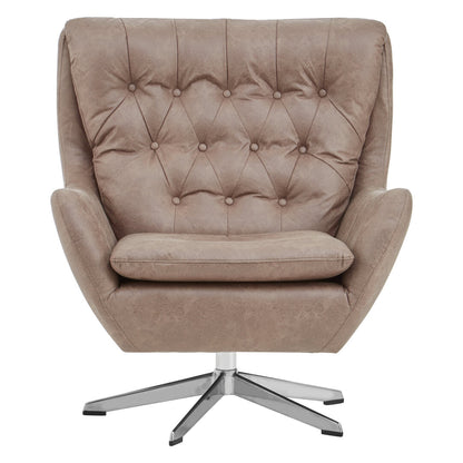 Miles Brown Leather Effect Swivel Chair